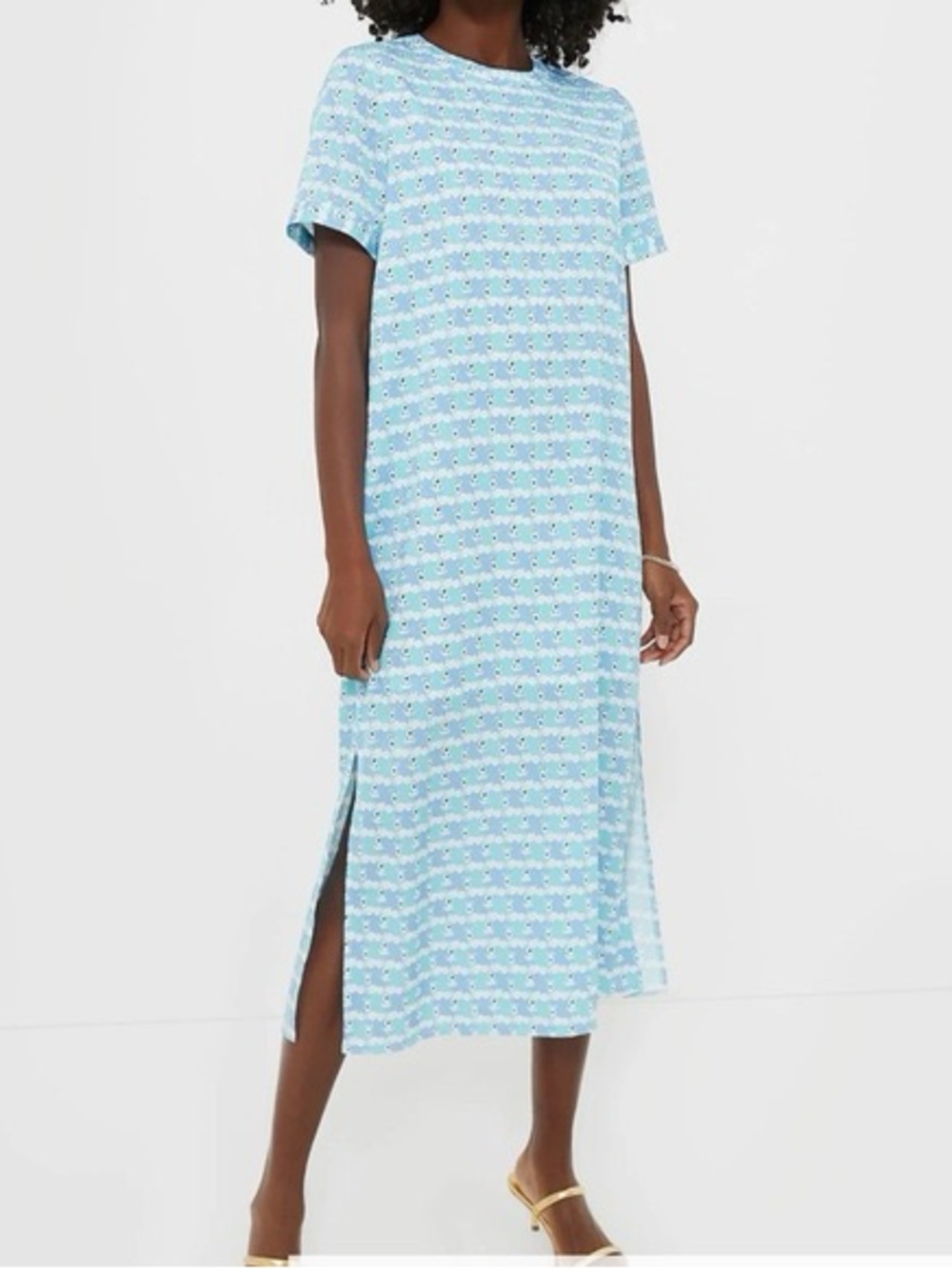 NWT Tuckernuck Hyacinth House Blue Floral Brentwood Caftan Dress